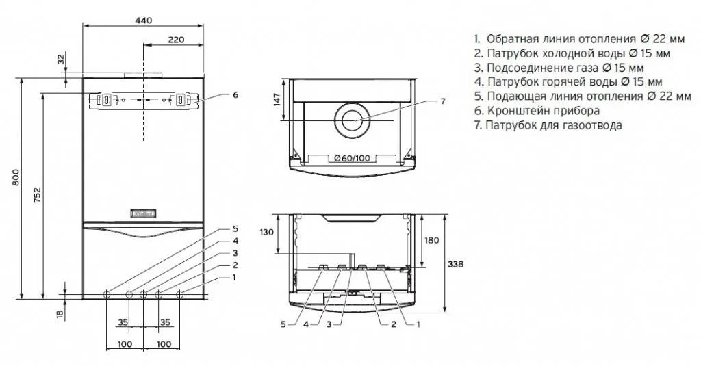 габариты котла Vaillant turboTEC
